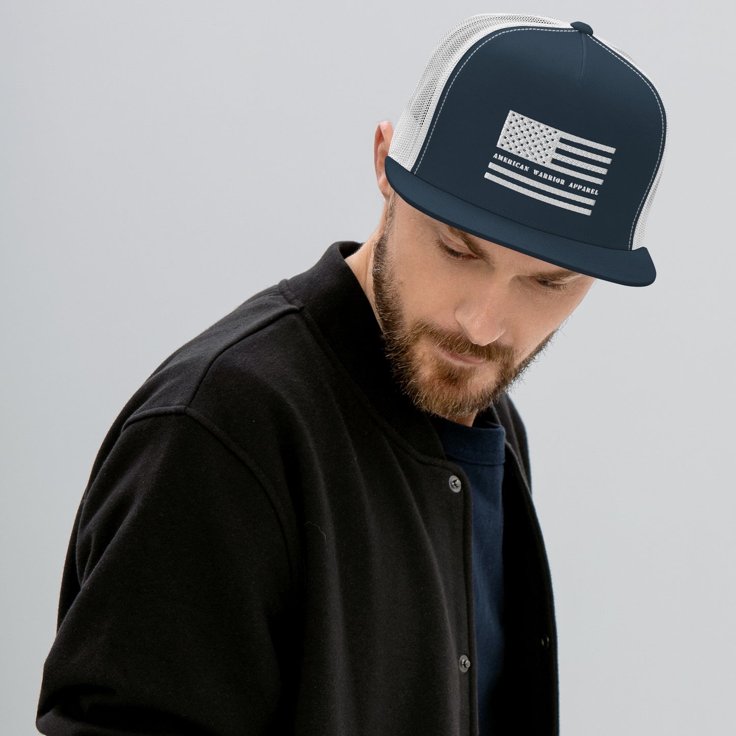 AWA Flag Flat billed Trucker Cap