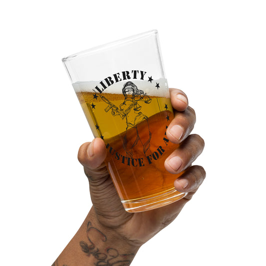 Lady Justice Shaker pint glass