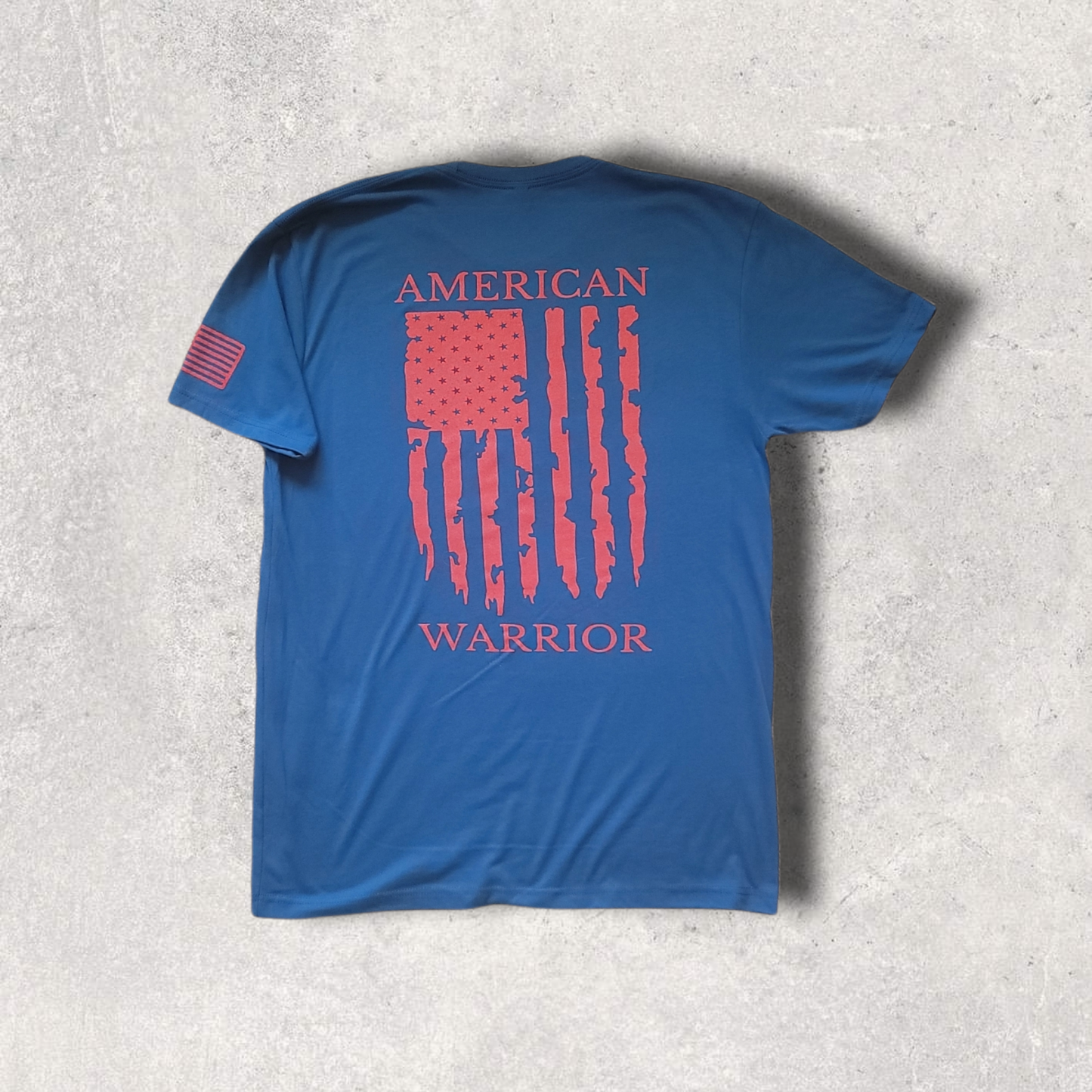 American Warrior Apparel Distressed Flag Tee (Cool Blue)